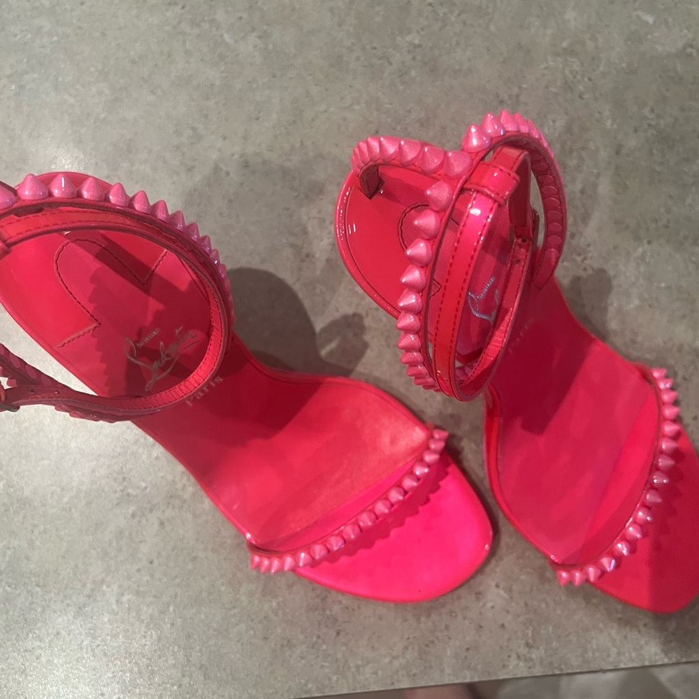 Christian Louboutin So Me Sandals 36.5 Fluo Pink NWT - Picture 4 of 8